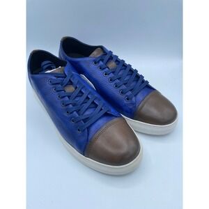 Belvedere Abreno Mens 11.5 D Blue Brown Pebbled Leather Sneakers Made in Brazil